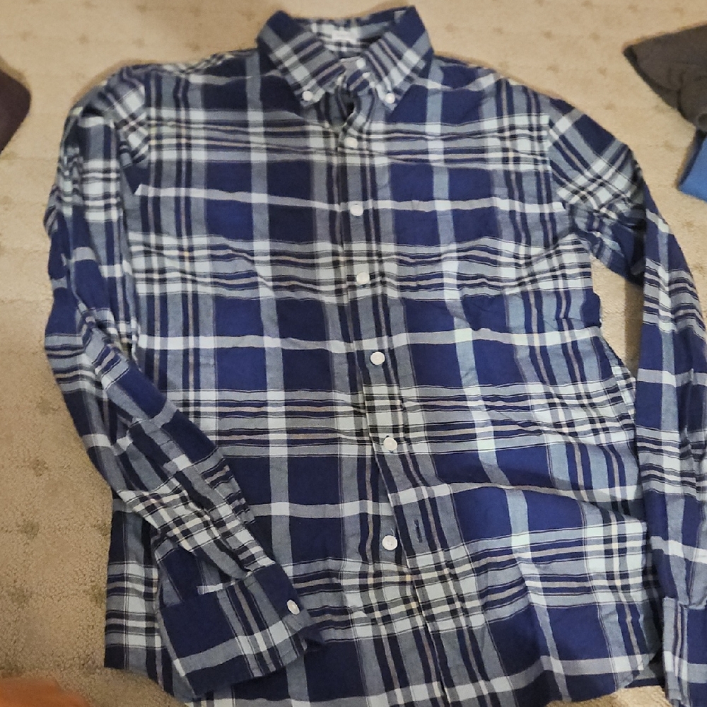 J Crew Slim Fit Men's Blue Plaid‎ Shirt